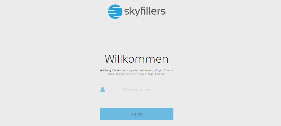 Skyfillers Spamfilter & E-Mail-Dienste Login
